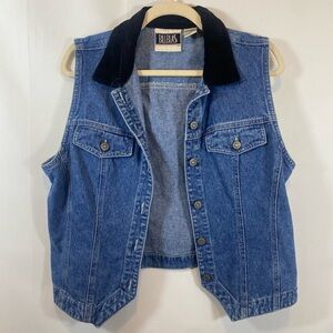 Vintage Bill Blass Denim Vest with Black Accents